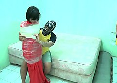 [Mummification.net] girl wrapped in a blanket, and then she wrapped in tape