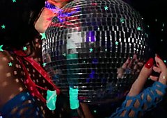 Romi plays w/ disco ball then stuffs toys in her pussy