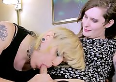 Alternative lesbian trans sucking lovers cock
