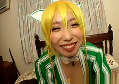 Leafa cosplay sex with Asian babe