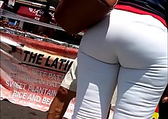 Milf ass in tight white jeans