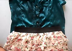 big cumshot on blouse & miniskirt (   slow motion )