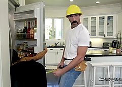 Monster tits Milf bangs contractor at home