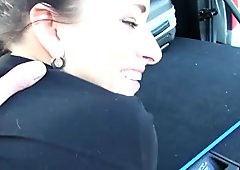 Beautiful natural Czech girl gets an anal creampie in public