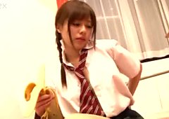 Rina Rukawa slowly undresses and eats banana at the same time