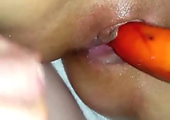 DP with banana in pussy and cock in ass vid II
