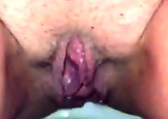 Licking the nipple of my huge blue vien 38DD tit while pissing