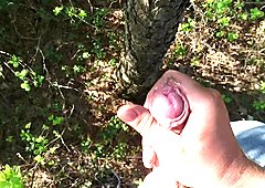 Cumshot in the forest, heavy breathing
