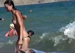 Slim Russian nudist getting a tan