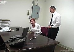 Redheaded boss wants to get raunchy with her new office assistant's cock
