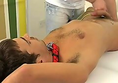 Submissive dark haired gay gets tied and his dick tortured